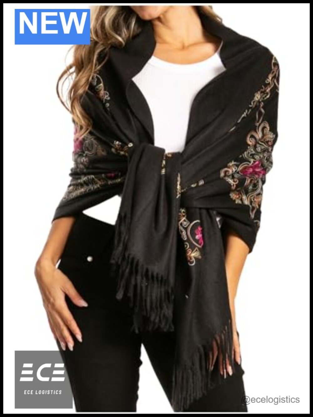 Super Soft Embroidered Scarf Shawl Wrap Stole Lightweight One Size